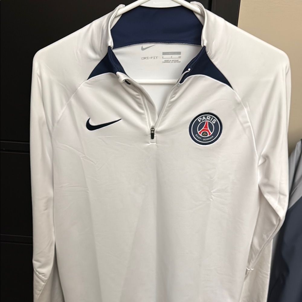 Nike PSG White and Navy Quarter-Zip Pullover